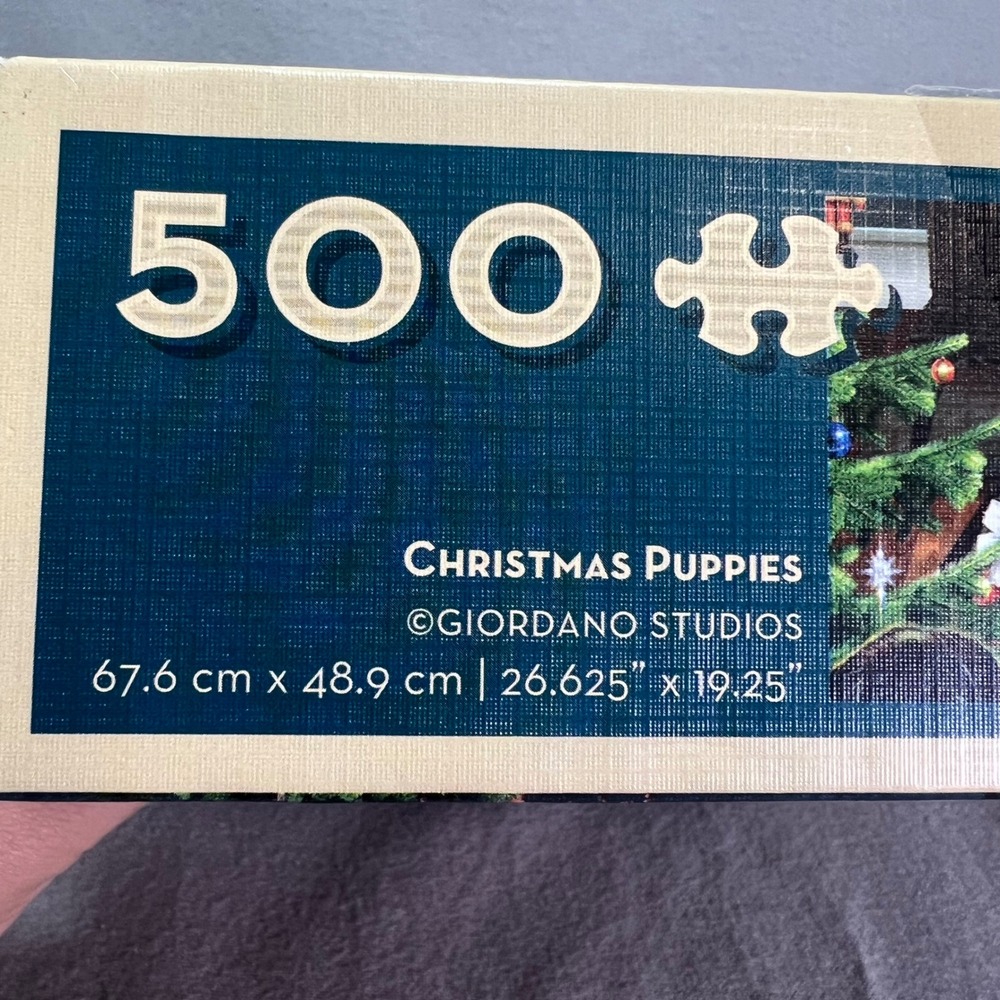 Cobble Hill Jigsaw Puzzle Christmas Puppies Holiday Dog Sled Textured 500 Piece - Picture 4 of 8